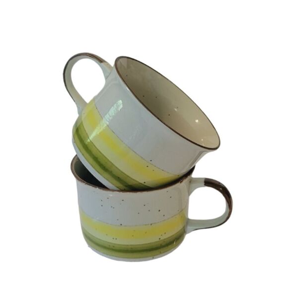 Vintage Lunch Mates Sunrise Cultura Collection Stoneware Soup Mug Set Of Two - Picture 1 of 5